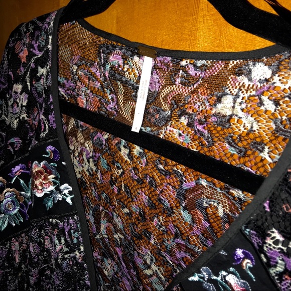 Free People Cherry Blossom Boho Mini Dress Sz 6 - Picture 7 of 8